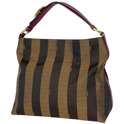Fendi Shoulder Bag Pecan Pattern Canvas Brown Black