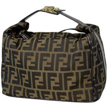 Fendi Handbag Zucca Pattern Vanity Bag Canvas Brown