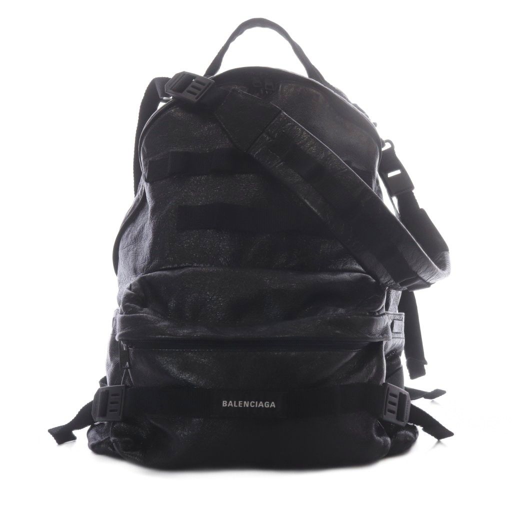 Balenciaga Army Backpack Shoulder Bag 2-Way Leather Black