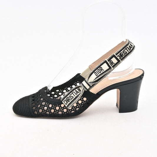 Dior 'adior Slingback Pumps Black Ivory Lace Ribbon Heel