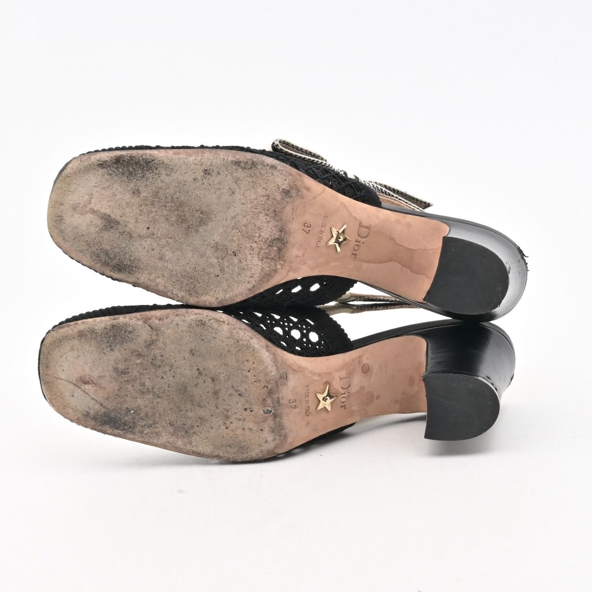 Dior 'adior Slingback Pumps Black Ivory Lace Ribbon Heel — view 4