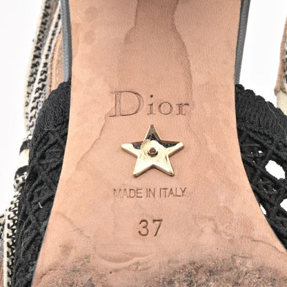 Dior 'adior Slingback Pumps Black Ivory Lace Ribbon Heel — view 6