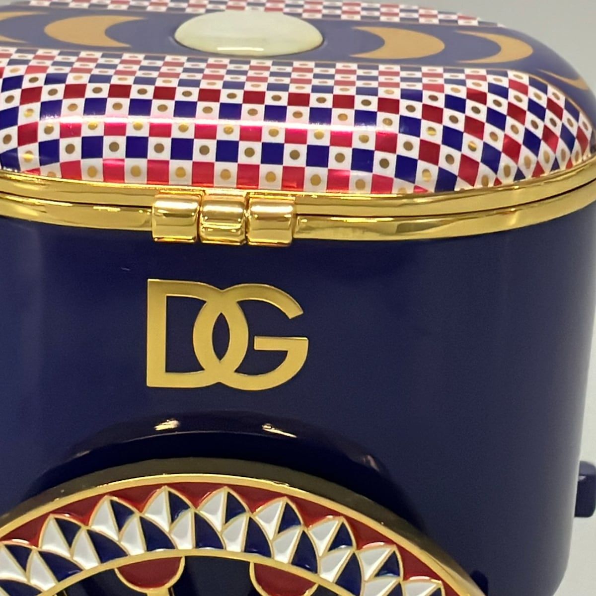 Dolce & Gabbana Blue Gold Multi Ornament Box Carriage Rabbit — view 3