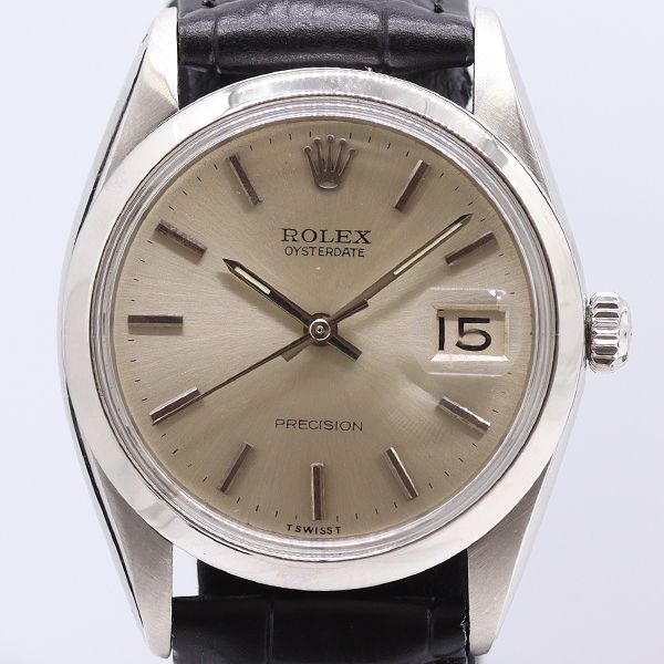 Rolex Oyster Date Precision Manual Wind Silver Dial Watch