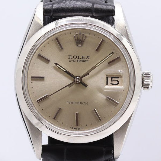 Rolex Oyster Date Precision Manual Wind Silver Dial Watch
