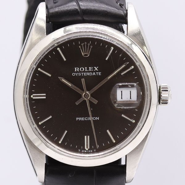 Rolex Precision Manual Wind Date Black Dial Watch