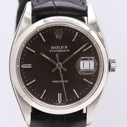Rolex Precision Manual Wind Date Black Dial Watch