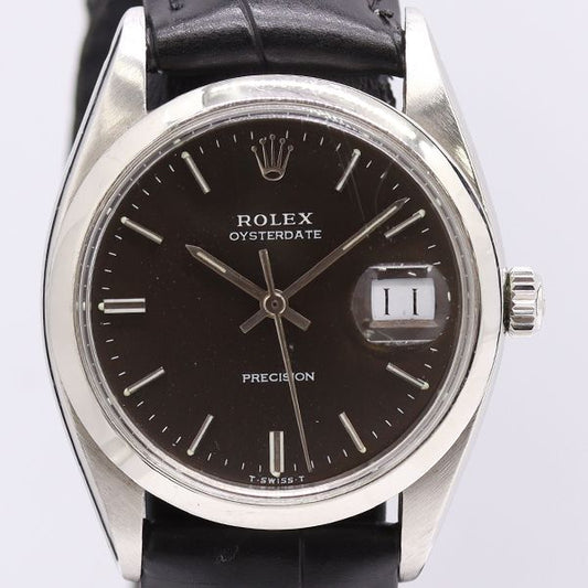 Rolex Precision Manual Wind Date Black Dial Watch