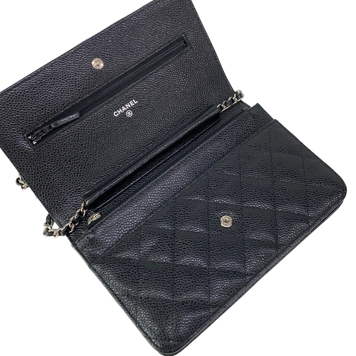 Chanel Wallet Quilted Black Silver Chain Shoulder Bag — view 3