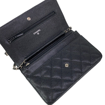 Chanel Wallet Quilted Black Silver Chain Shoulder Bag — view 3
