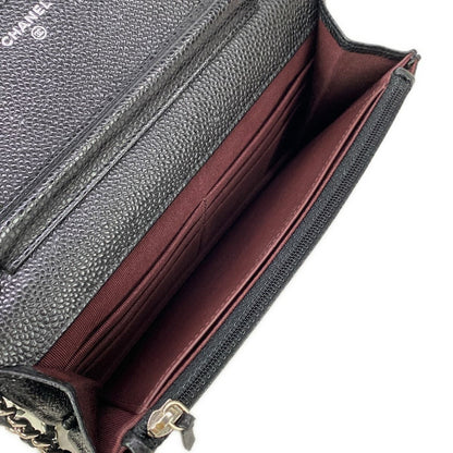 Chanel Wallet Quilted Black Silver Chain Shoulder Bag — view 4