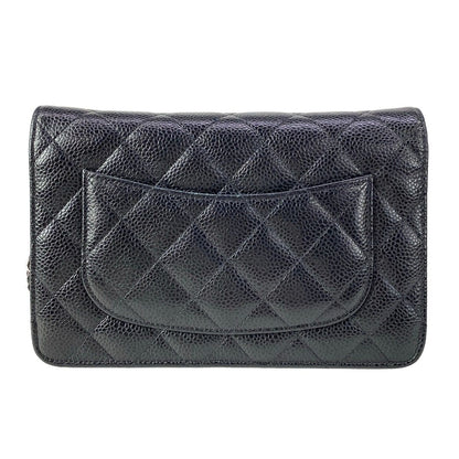 Chanel Wallet Quilted Black Silver Chain Shoulder Bag — view 2