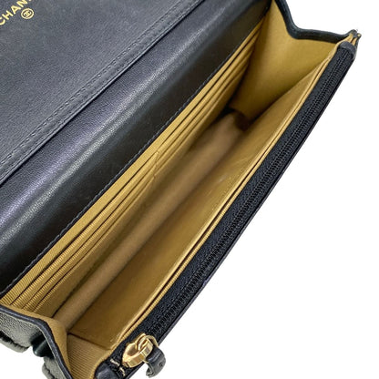 Chanel Wallet Quilted Black Chain Gold Coco Ball Lambskin — view 4