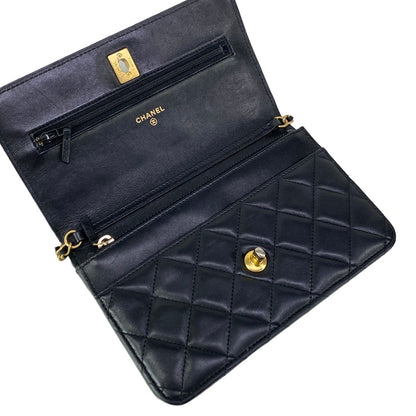 Chanel Wallet Quilted Black Chain Gold Coco Ball Lambskin — view 3