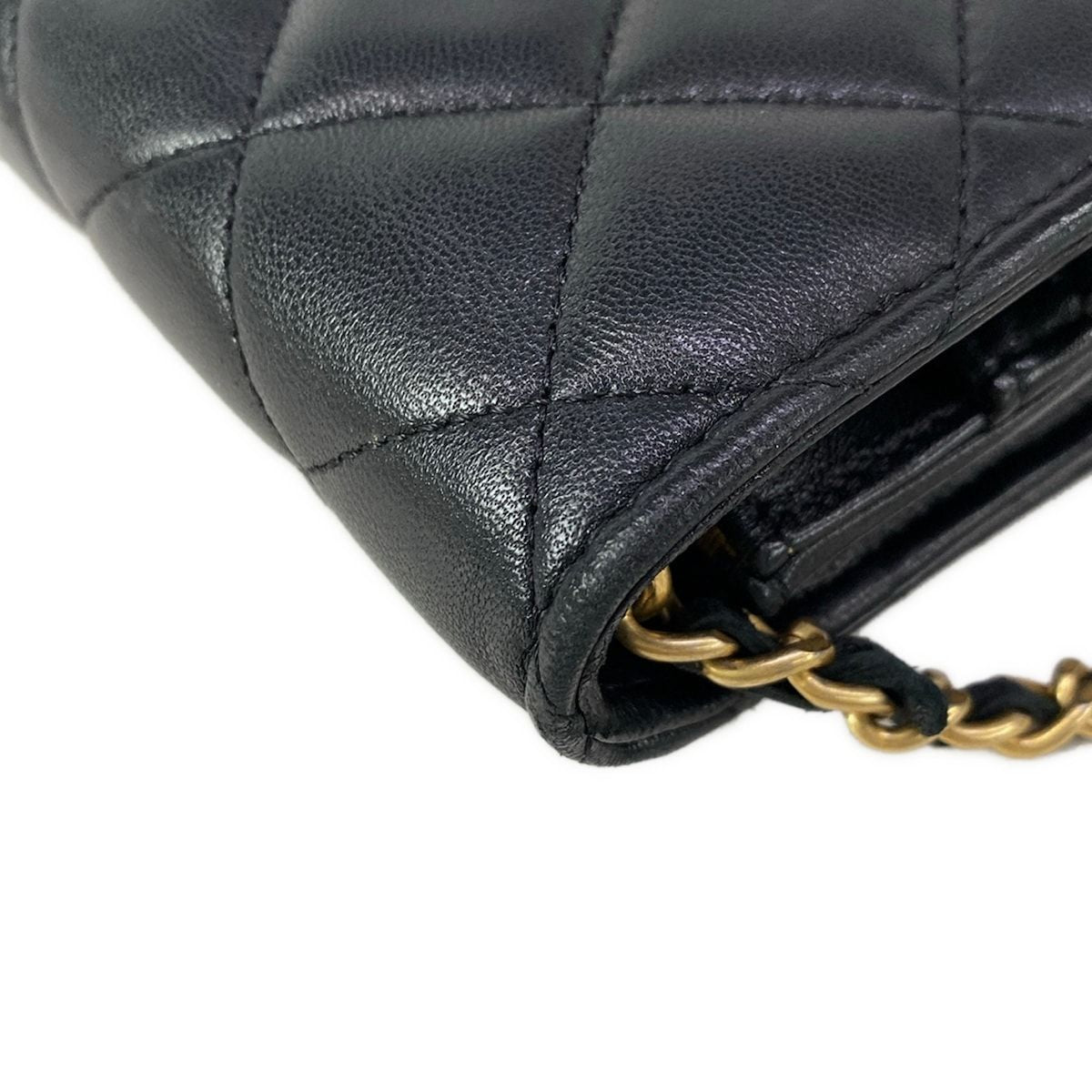 Chanel Wallet Quilted Black Chain Gold Coco Ball Lambskin — view 8