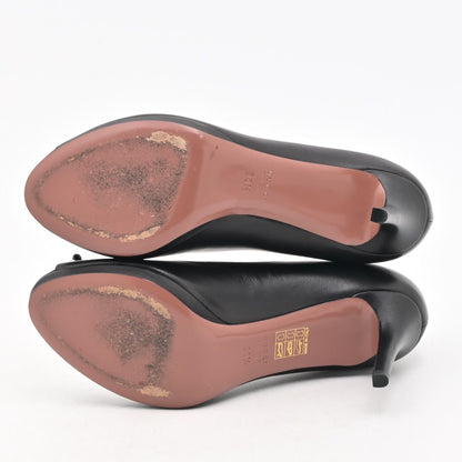 Gucci Pumps Black Ribbon Open Toe Leather Heel — view 4