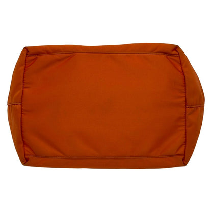 Prada Tote Bag Logo Jacquard Orange Leather — view 5
