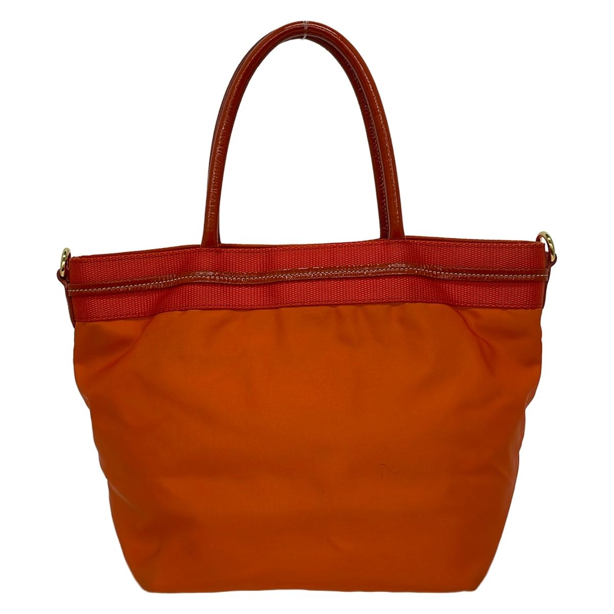 Prada Tote Bag Logo Jacquard Orange Leather — view 3