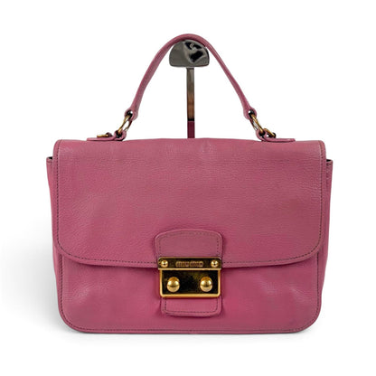 Miu Miu Top Handle Bag Leather Pink 2-Way Top Bag Madras — view 2