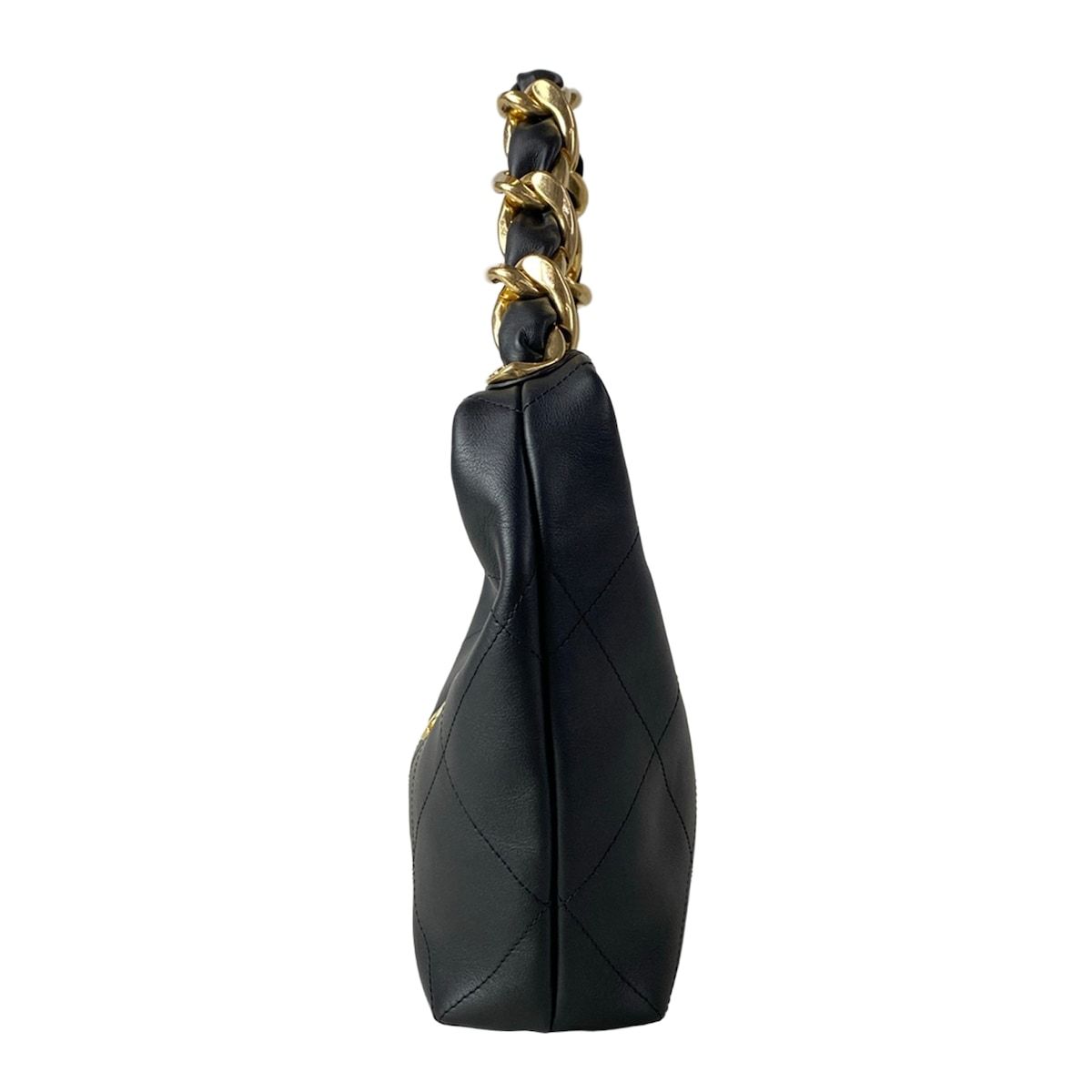 Chanel Handbag Quilted Hobo Black Gold Metal Leather — view 4