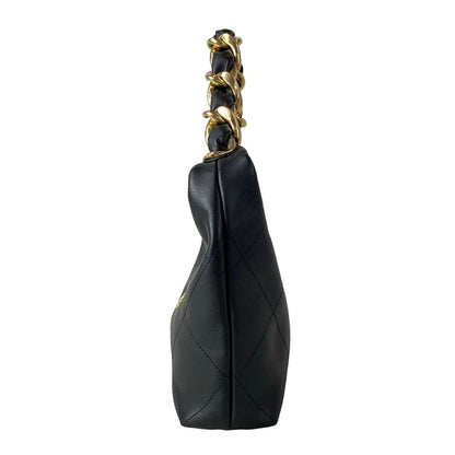 Chanel Handbag Quilted Hobo Black Gold Metal Leather — view 4