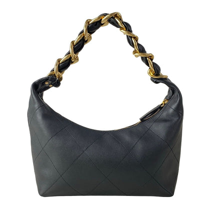 Chanel Handbag Quilted Hobo Black Gold Metal Leather — view 3