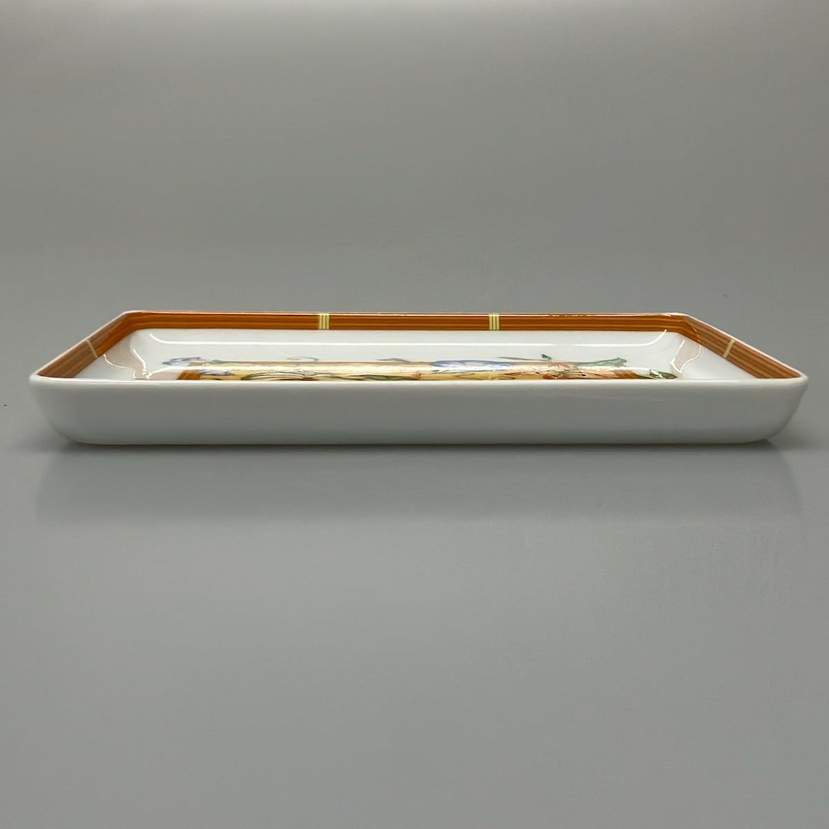 Hermes Siesta White Orange Multi Case Floral Pattern Square Plate — view 4