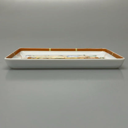 Hermes Siesta White Orange Multi Case Floral Pattern Square Plate — view 4