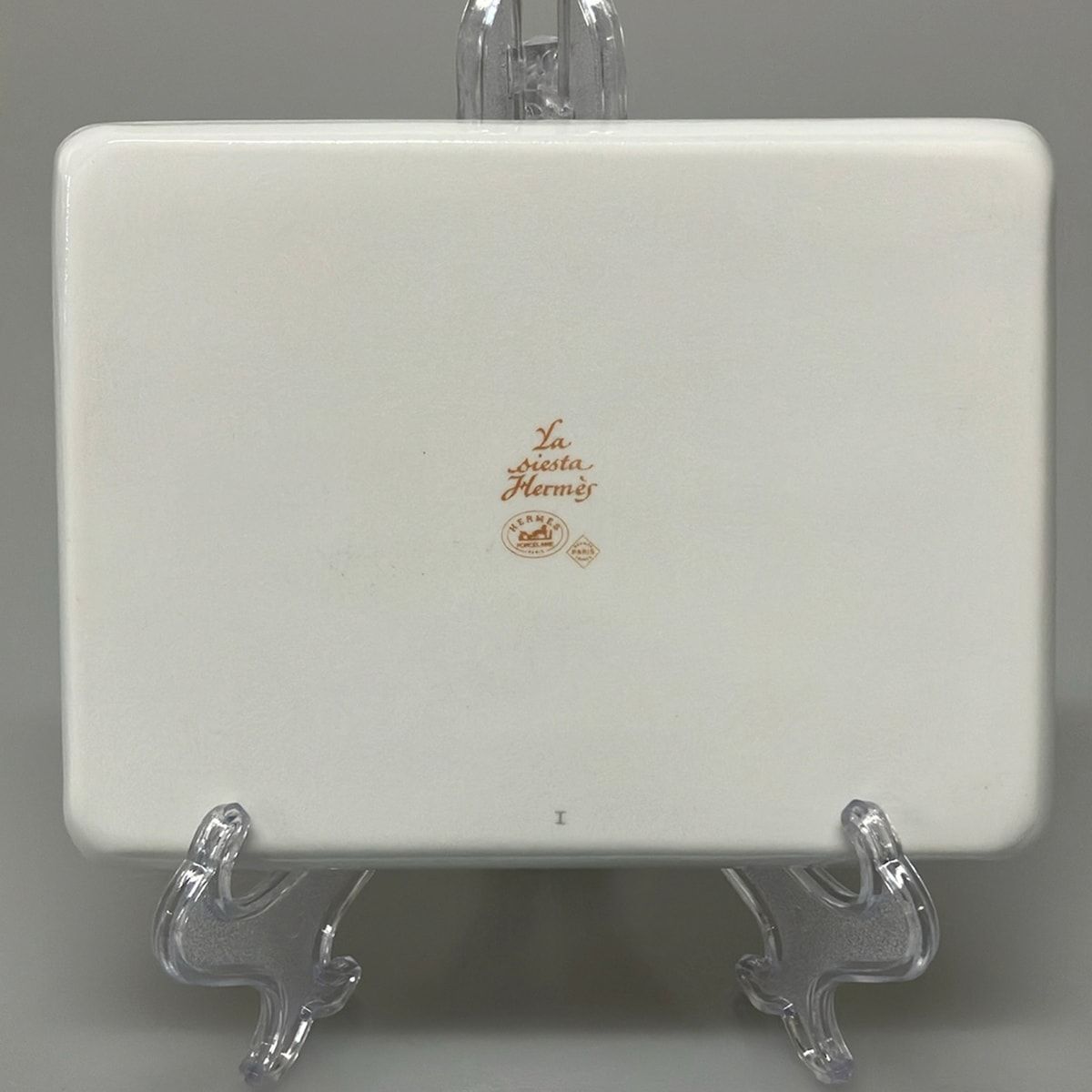 Hermes Siesta White Orange Multi Case Floral Pattern Square Plate — view 2
