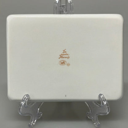 Hermes Siesta White Orange Multi Case Floral Pattern Square Plate — view 2