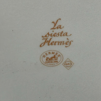 Hermes Siesta White Orange Multi Case Floral Pattern Square Plate — view 3