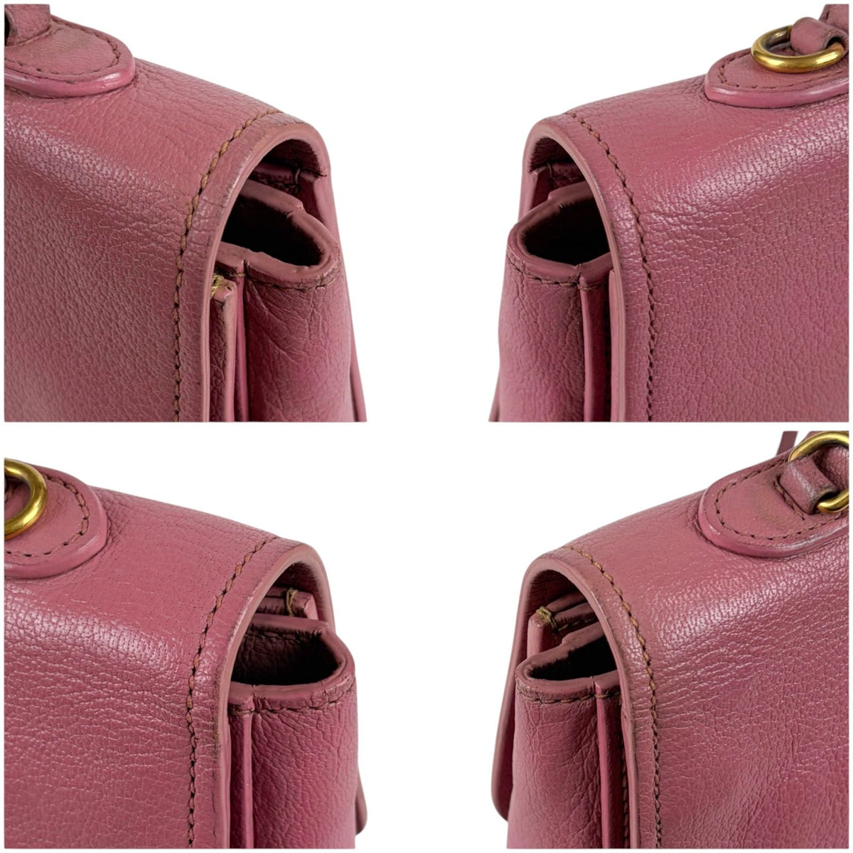 Miu Miu Top Handle Bag Leather Pink 2-Way Top Bag Madras — view 6
