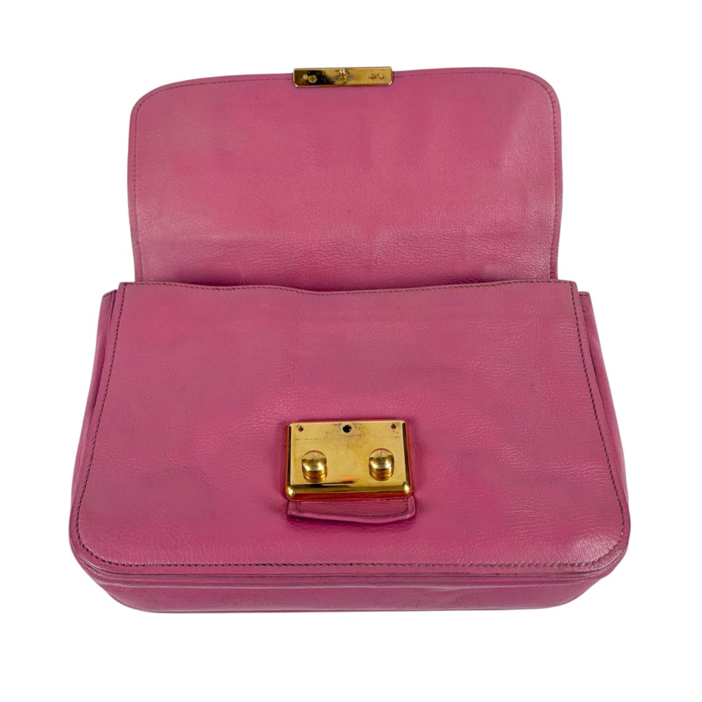Miu Miu Top Handle Bag Leather Pink 2-Way Top Bag Madras — view 4