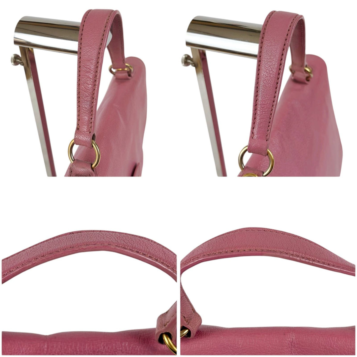 Miu Miu Top Handle Bag Leather Pink 2-Way Top Bag Madras — view 8