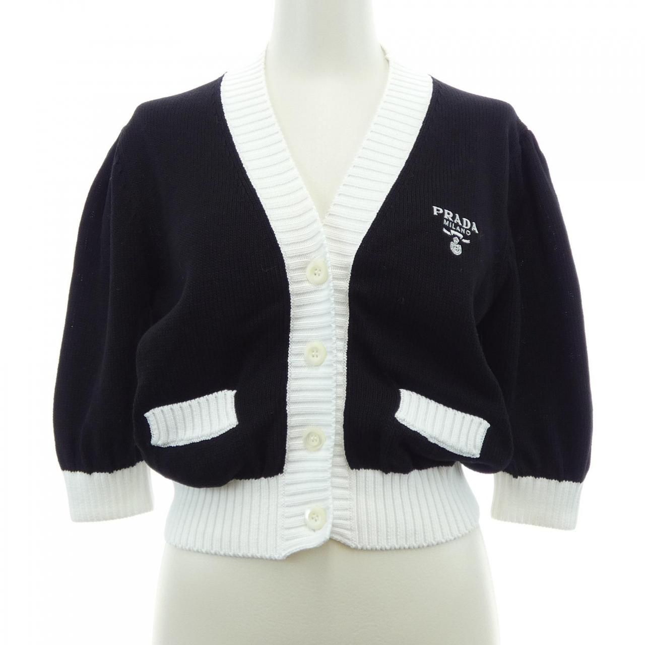 Prada Cropped Semi Raglan Shoulder Cardigan