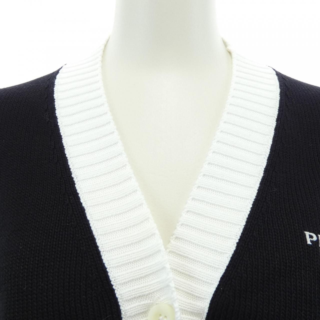 Prada Cropped Semi Raglan Shoulder Cardigan — view 5