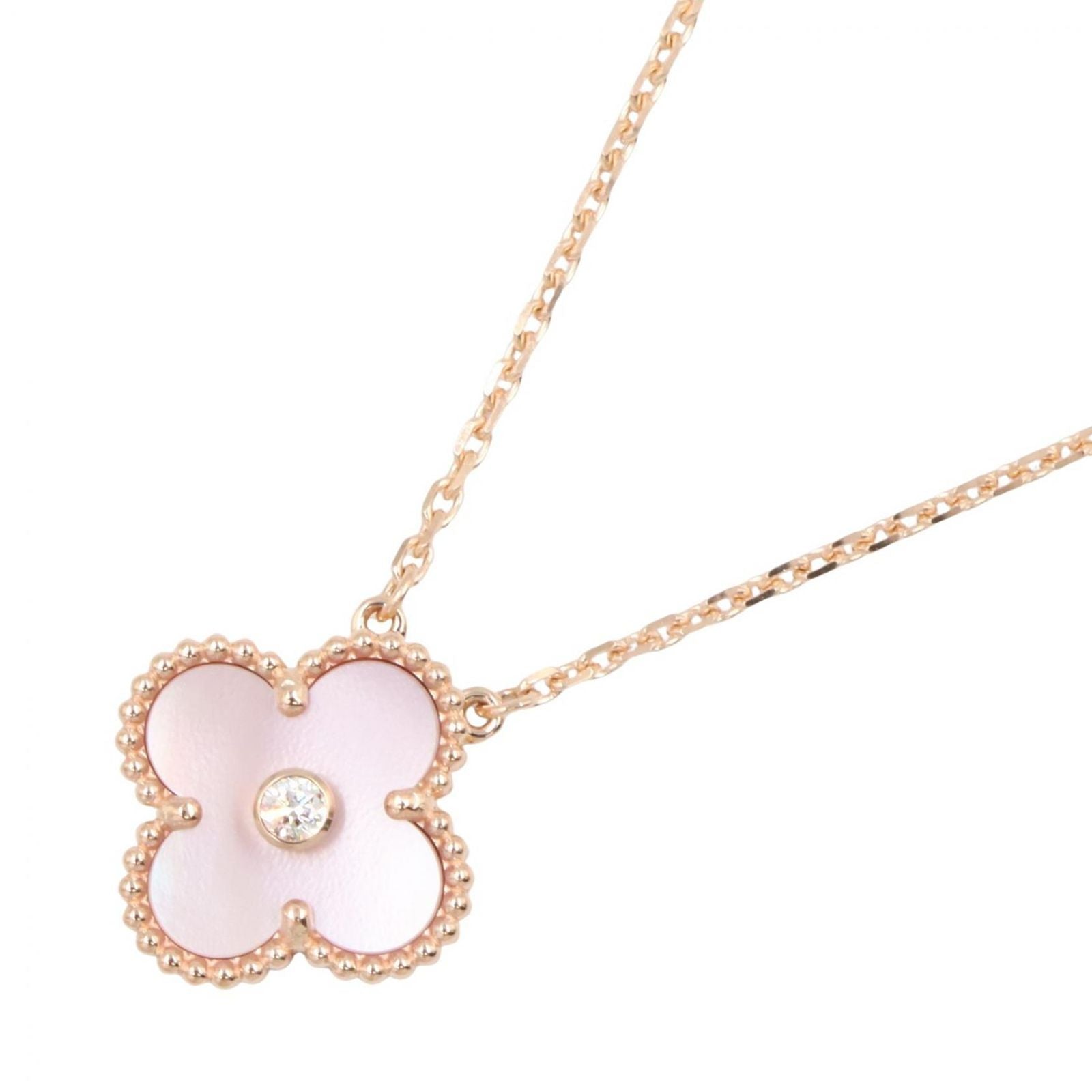 Van Cleef & Arpels Necklace Vintage Alhambra Pink Mother of Pearl 41.5 18k Gold