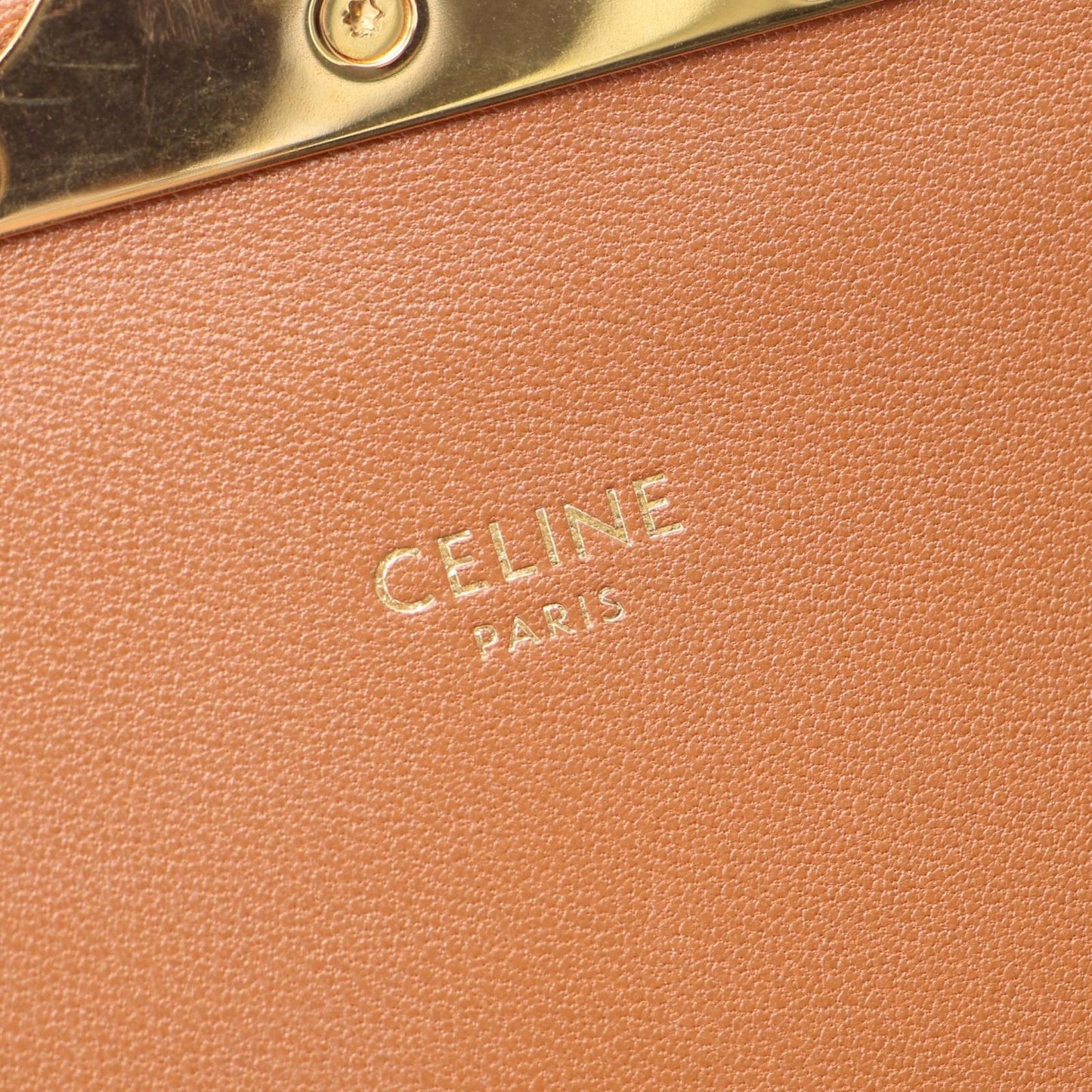 Celine Shoulder Bag Classic Triomphe Natural Brown Canvas Leather — view 4