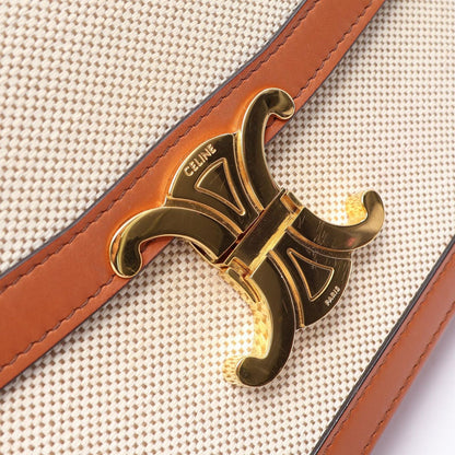 Celine Shoulder Bag Classic Triomphe Natural Brown Canvas Leather — view 7