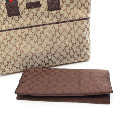Gucci Tote Bag GG Canvas Webbing Line Diaper Beige Dark Brown — view 7