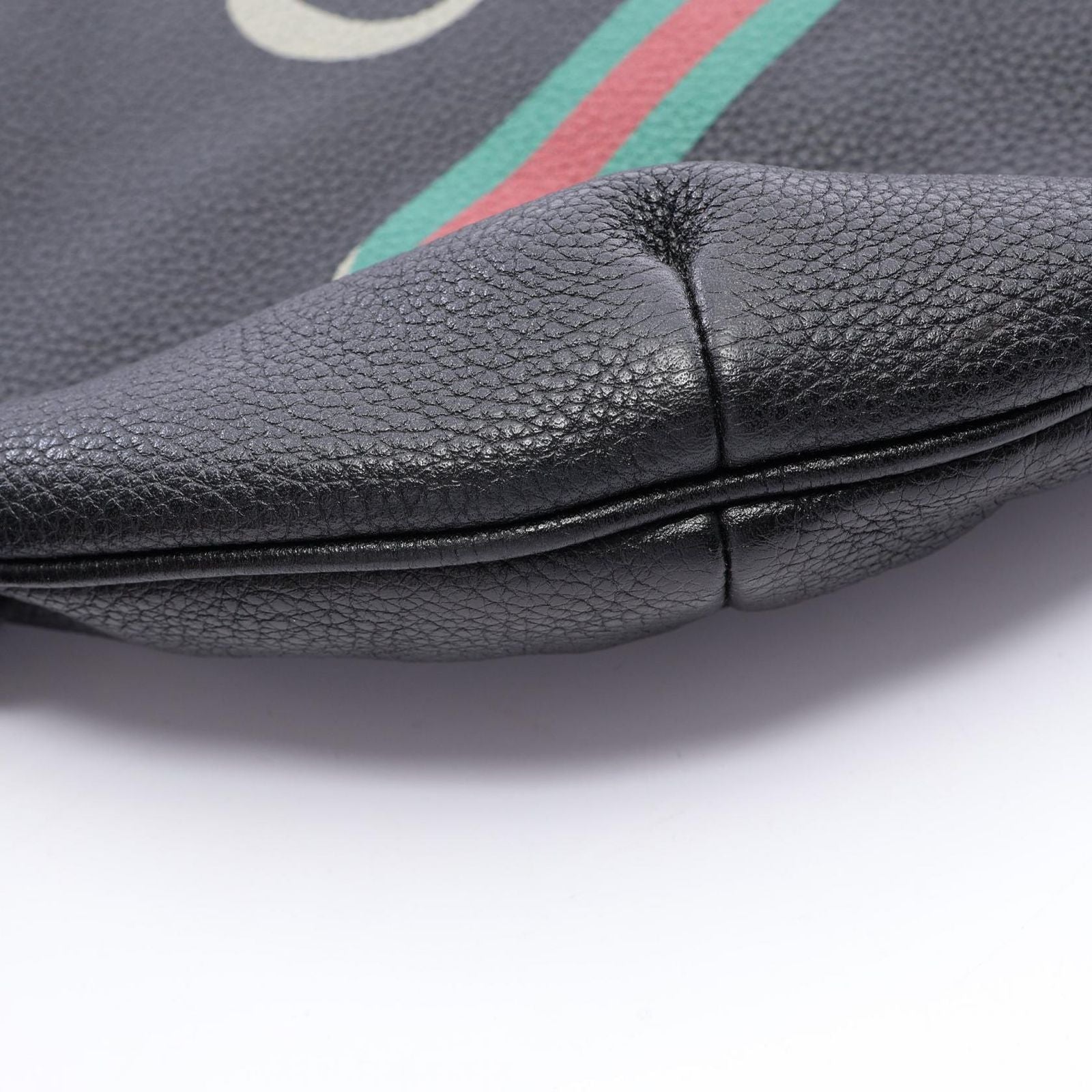 Gucci Shoulder Bag Half Moon Hobo Vintage Logo Black Leather Print — view 8
