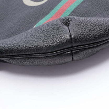 Gucci Shoulder Bag Half Moon Hobo Vintage Logo Black Leather Print — view 8