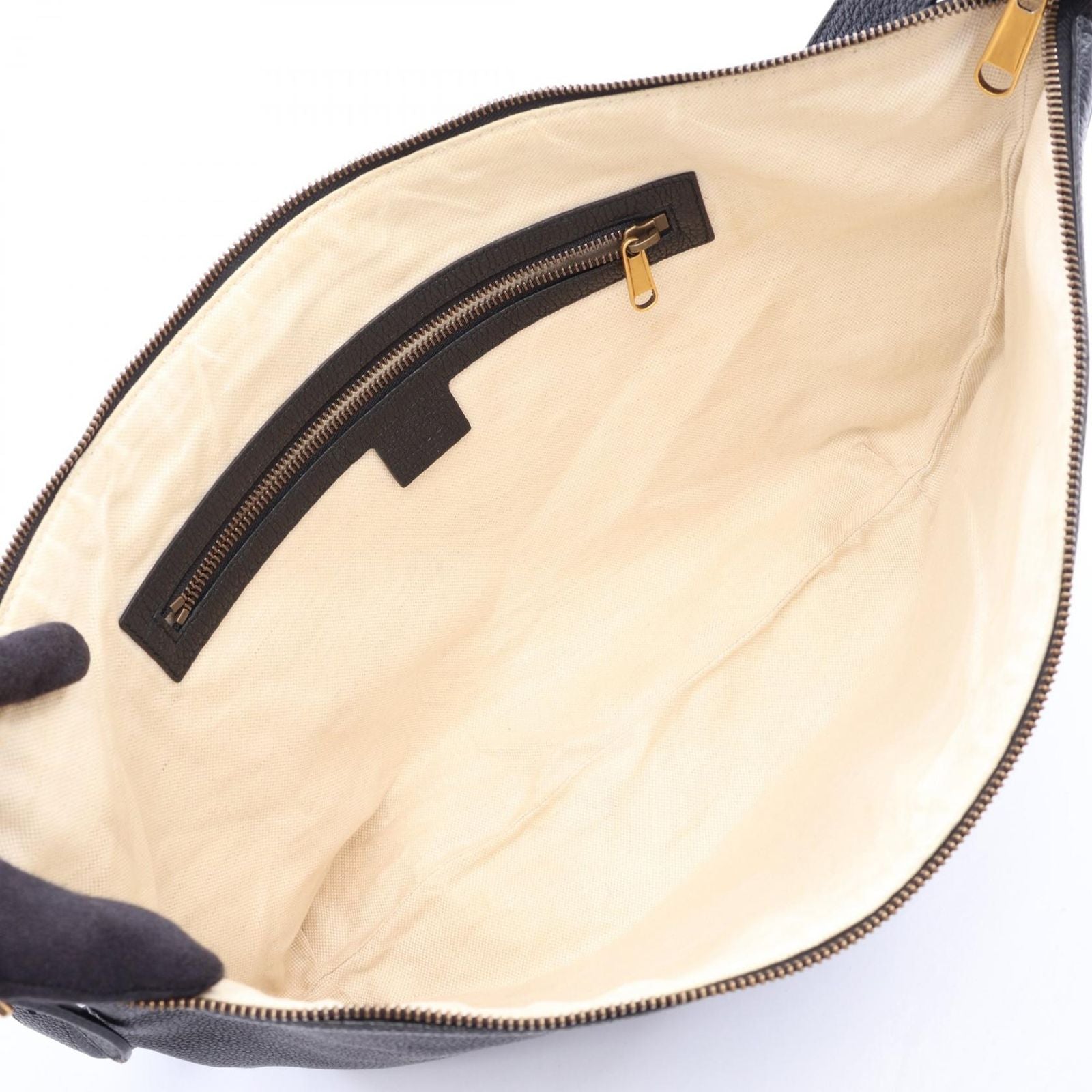 Gucci Shoulder Bag Half Moon Hobo Vintage Logo Black Leather Print — view 3