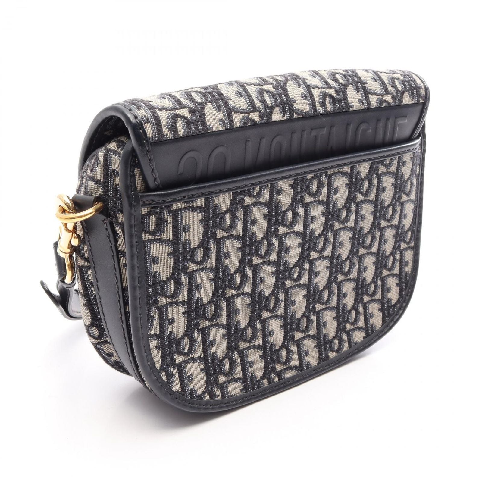 Dior Shoulder Bag Bobby Medium Oblique Navy Canvas Leather — view 2