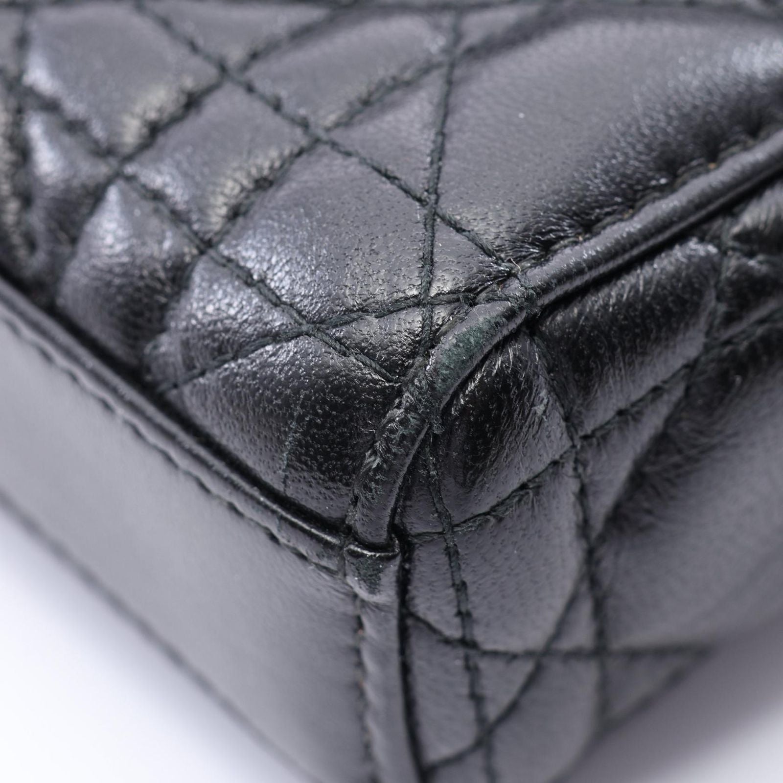 Dior Handbag Lady D-joy Medium Cannage 2-Way Black Leather Bag — view 7