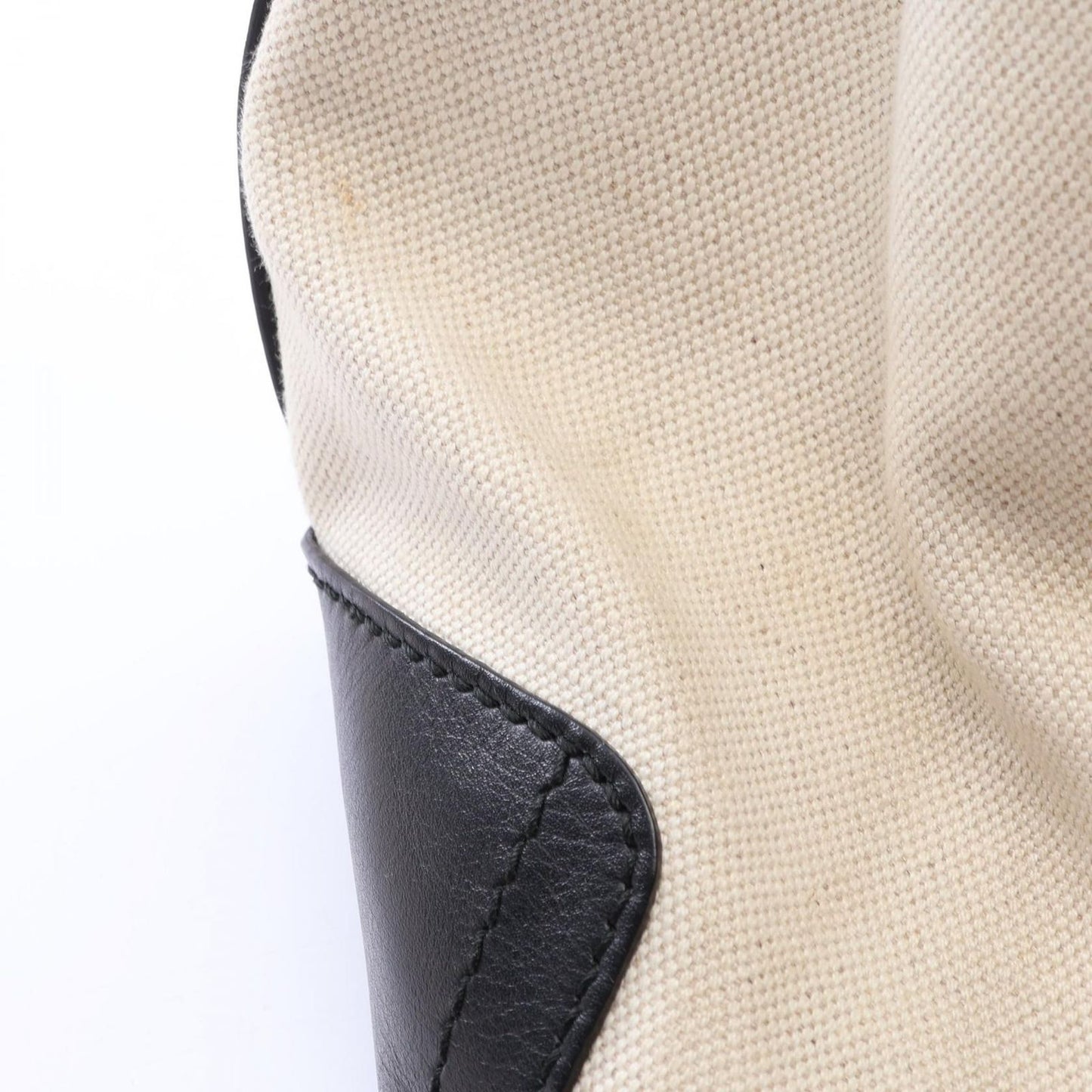 Balenciaga Shoulder Bag Navy Bucket Natural Black Canvas Leather — view 8