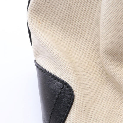 Balenciaga Shoulder Bag Navy Bucket Natural Black Canvas Leather — view 8
