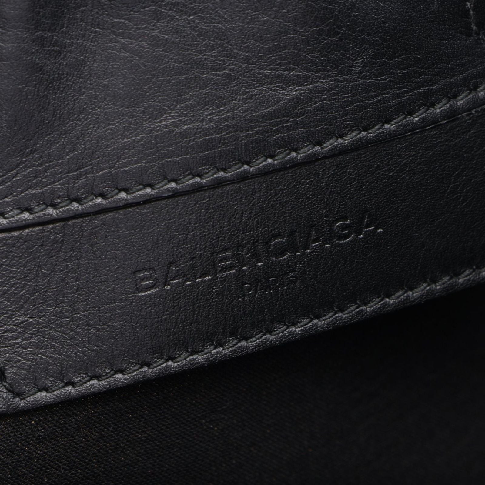 Balenciaga Shoulder Bag Navy Bucket Natural Black Canvas Leather — view 4