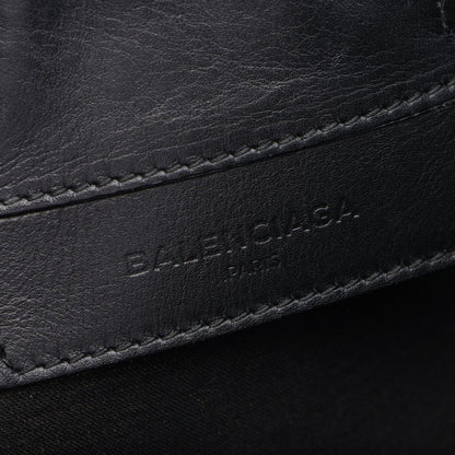 Balenciaga Shoulder Bag Navy Bucket Natural Black Canvas Leather — view 4