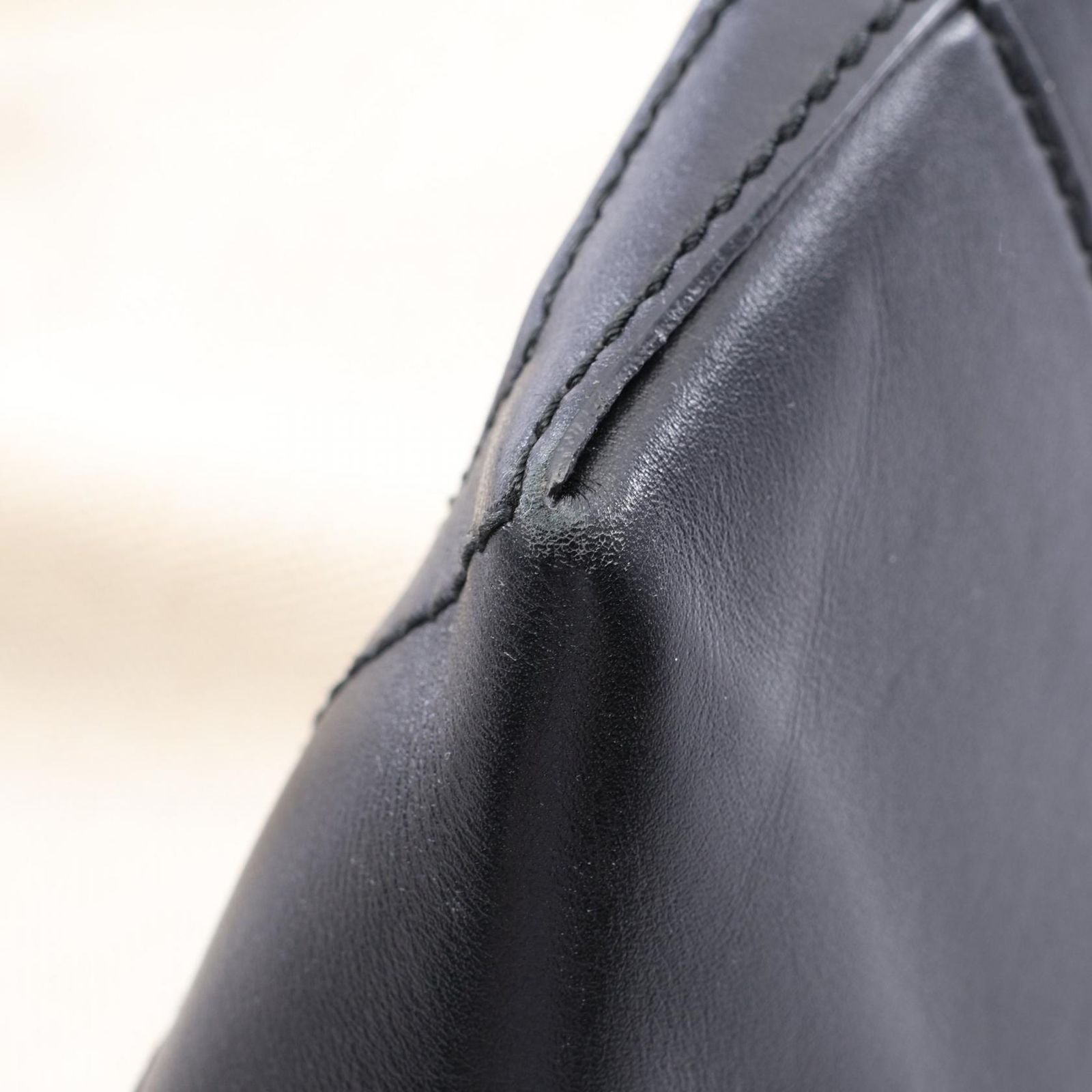 Balenciaga Shoulder Bag Navy Bucket Natural Black Canvas Leather — view 6